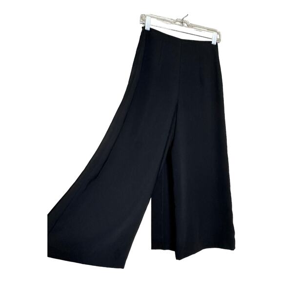 Zara Basic black crepe palazzo front overlap flap pants size small - Picture 12 of 13